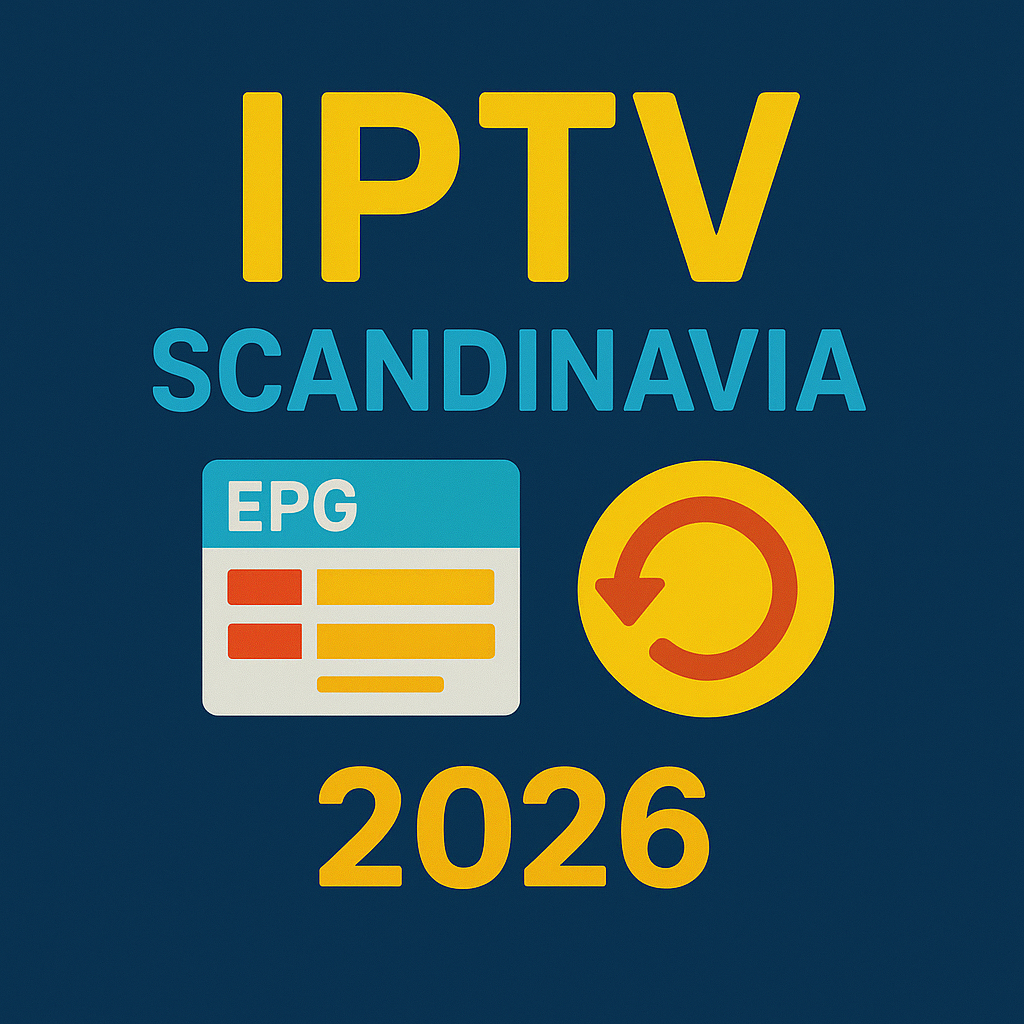 IPTV EPG Scandinavia 2026 guide interface on smart TV