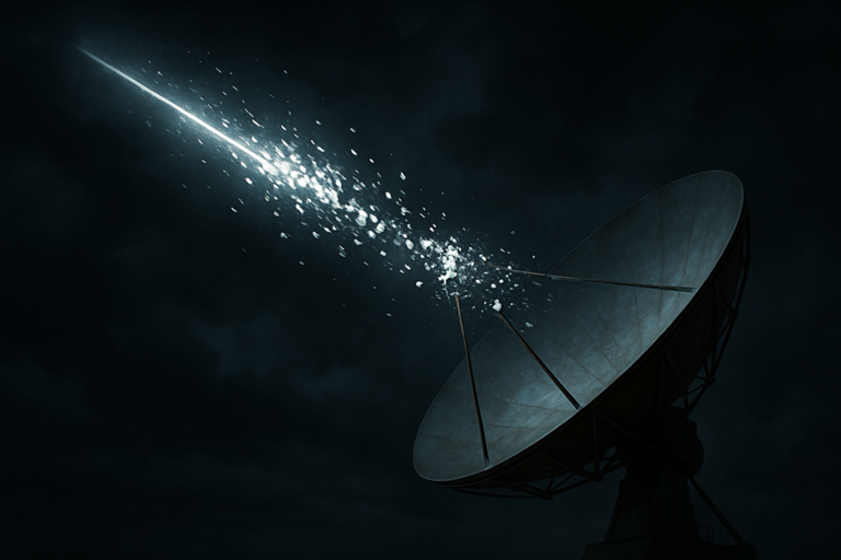 Visual representation of satellite signal loss before reaching the dish