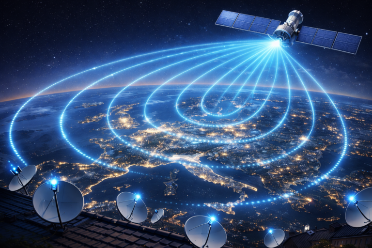 Astra 19.2°E distributing TV signals to millions of viewers at once.