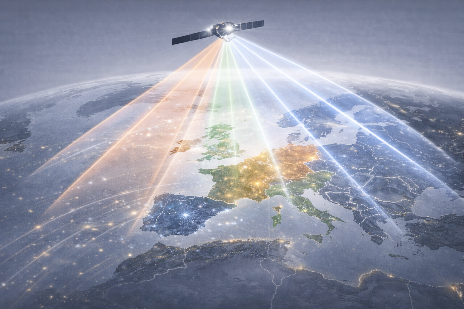 Professional illustration representing cross-border satellite television coverage