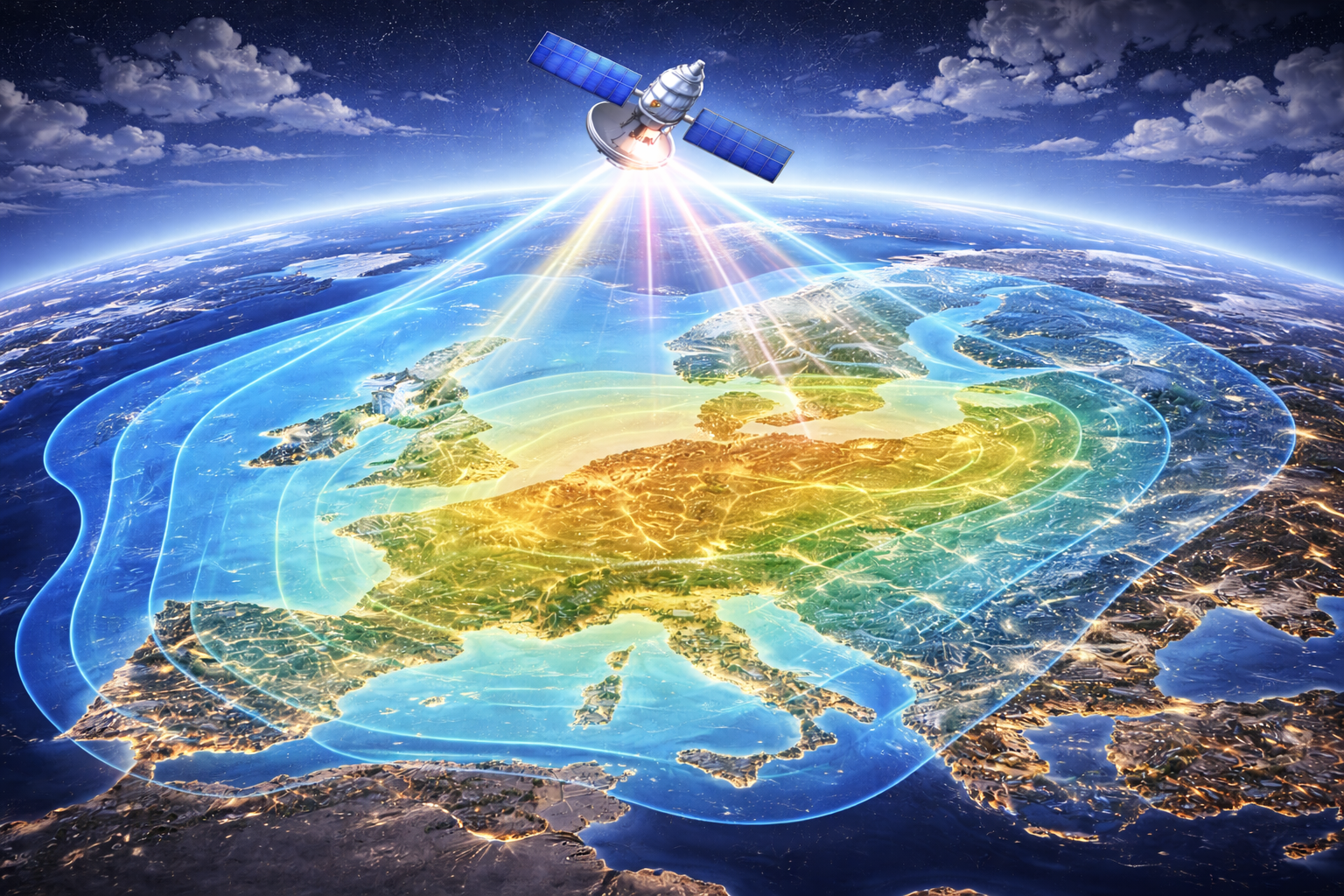 Wide satellite coverage footprint of Astra 19.2°E across Europe.