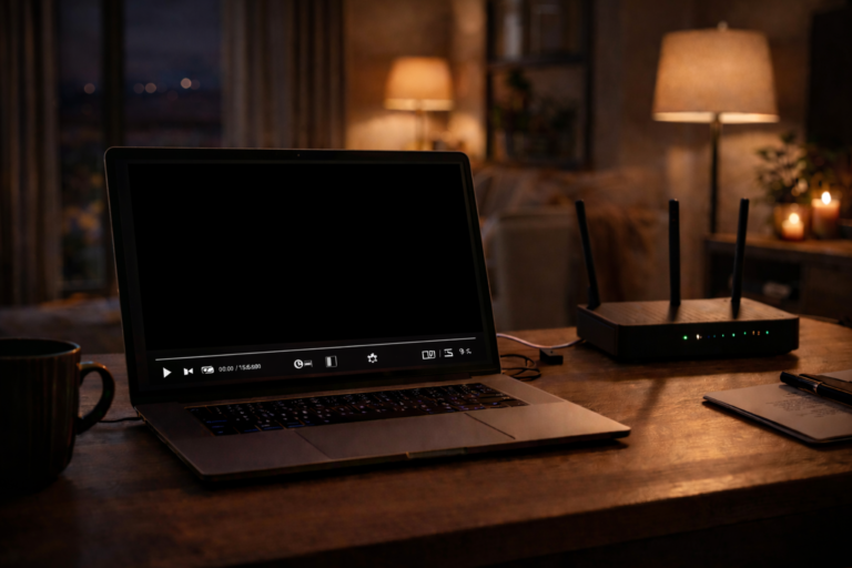 Streaming player window on laptop failing to start video playback