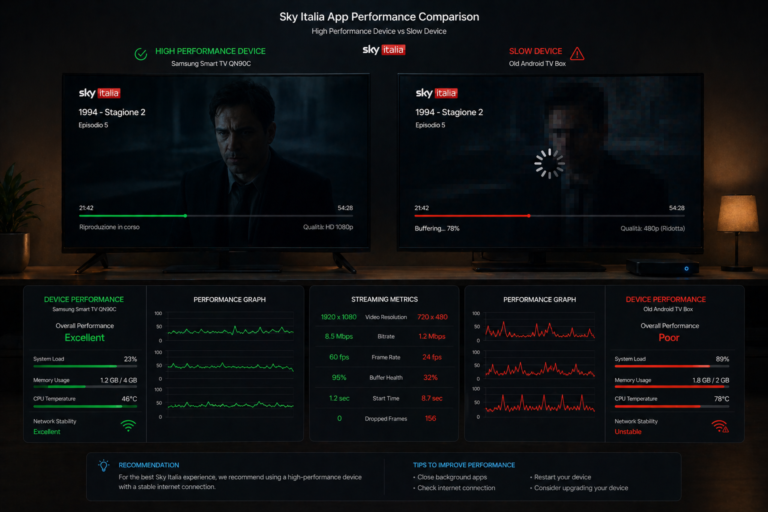 Sky Italia app performance difference between strong and weak devices