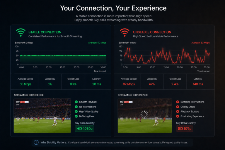 Sky Italia streaming affected by stable bandwidth versus unstable high speed internet