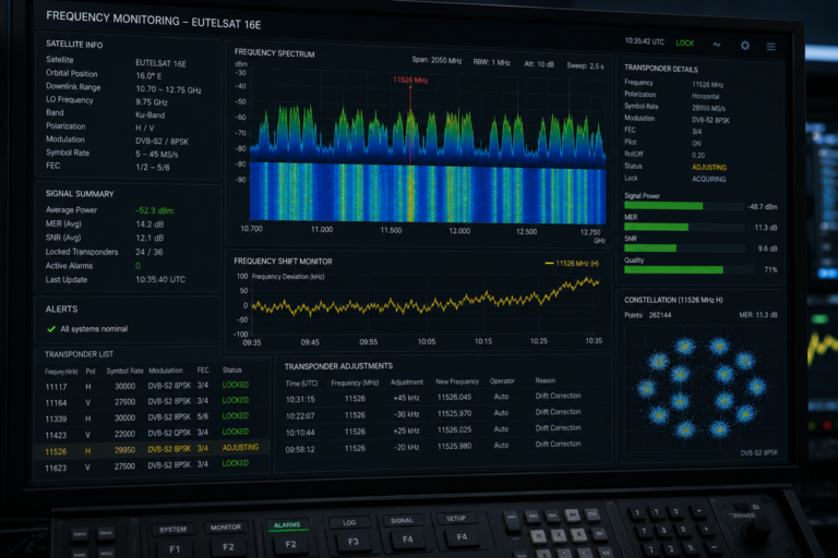 Monitoring Eutelsat 16E frequency changes.